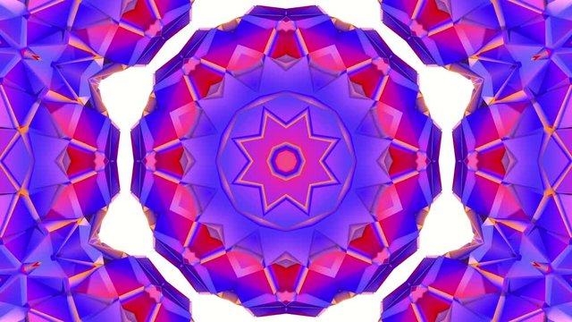 three-dimensional pattern of star figures slowly moving. abstract kaleidoscope background. 3D rendering