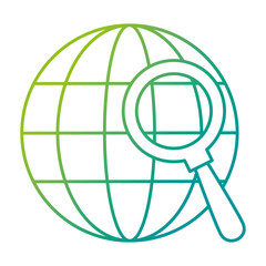 sphere planet with magnifying glass