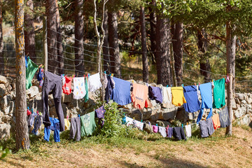 clothes line in a campsite