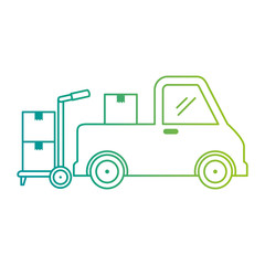 pile boxes carton with truck and cart