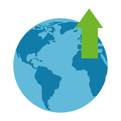 world planet earth with arrow up