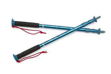 Trekking poles on white background