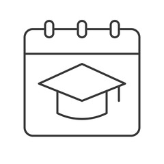 square academic cap on calendar, education concept icon