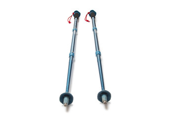 Trekking poles on white background