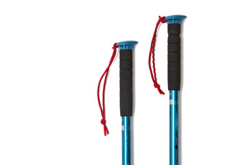 Trekking poles on white background