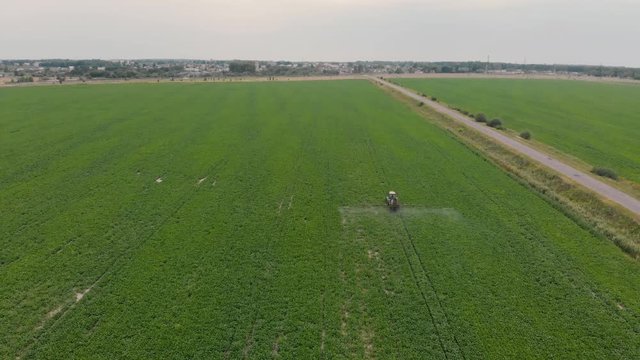 spraying sugar beet aerial photography