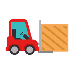 forklift vehicle with box