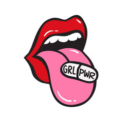 Obraz premium GRL PWR short quote. Girl Power cute hand drawing illustration