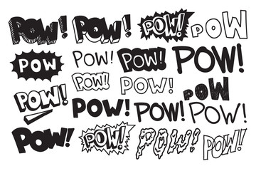 Typography slogan Pow text, universal short quote