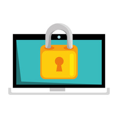 laptop computer with padlock