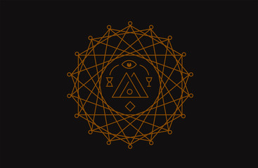 Sacred symbol. Circle geometry, alchemy, religion, philosophy, magic, mystic, meditation.