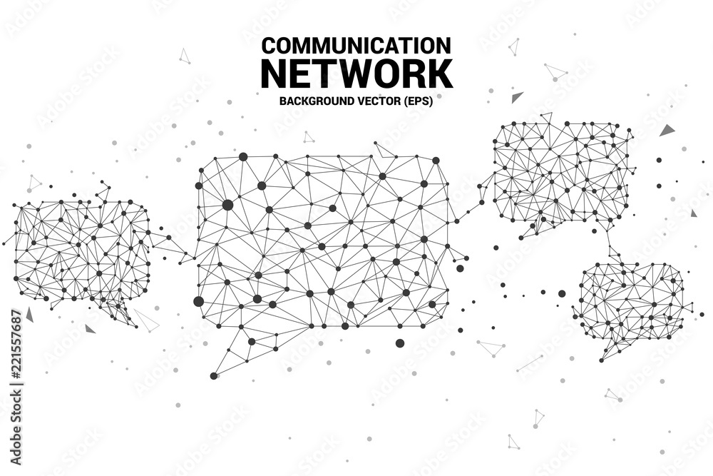 Aufkleber talk bubble icon with dot and line connections. concept of communication network. 