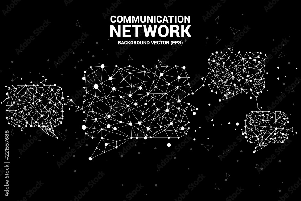 Poster talk bubble icon with dot and line connections. concept of communication network. 