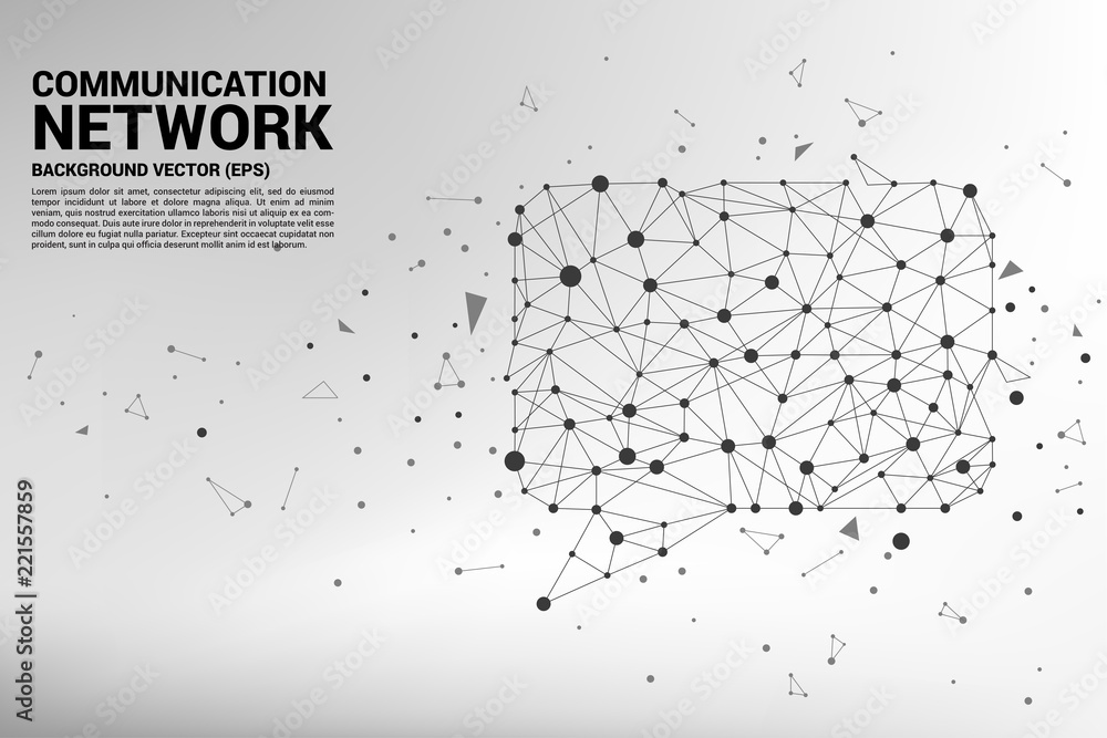 Poster talk bubble icon with dot and line connections. concept of communication network. 