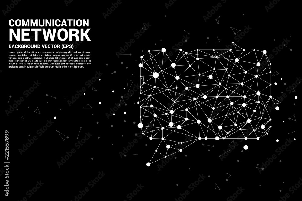 Poster talk bubble icon with dot and line connections. concept of communication network. 