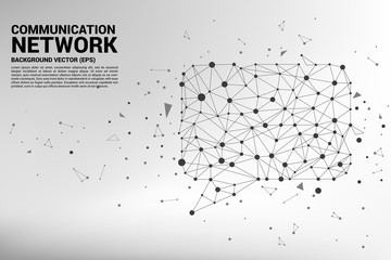 talk bubble icon with dot and line connections. concept of communication network. 
