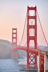 Meubelstickers San Francisco Golden Gate Bridge bij zonsondergang, San Francisco, Californië