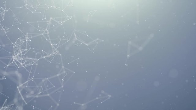 186. Abstract Digital Concept of Geometrical Figures: Polygon Plexus Fractals Moving, Connecting and with Particles. Triangular Technological Concept Seamless Loop Background Animation