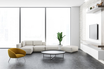 Loft modern living room interior, armchair