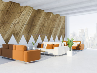 Triangular pattern office waiting room interior