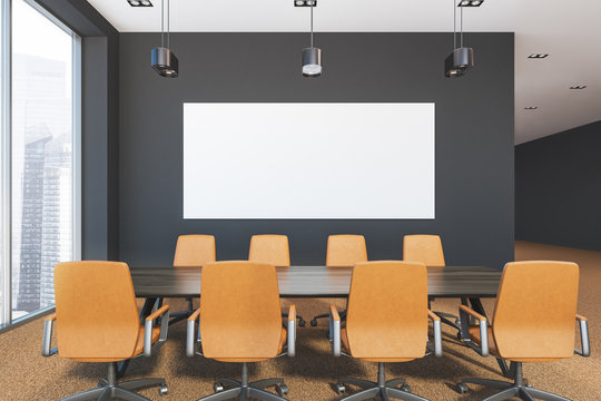 Gray modern office meeting room interior, banner
