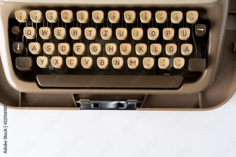 Poster close up of retro style typewriter in studio
