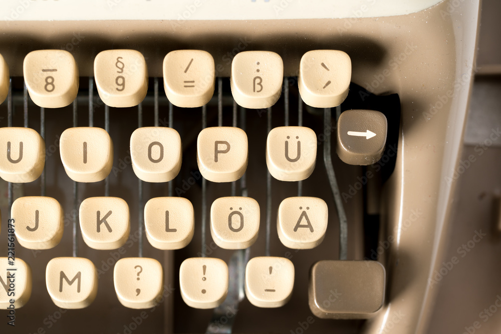 Poster close up of retro style typewriter in studio