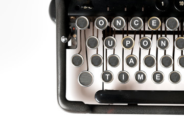 Close up of retro style typewriter in studio, once upon a time