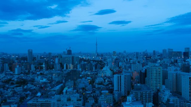 東京・タイムラプス・都心の街並み・夕暮れから夜景までの長時間撮影
