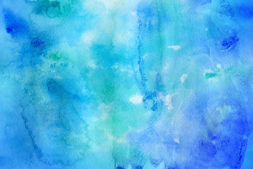 Colorful watercolor winter paper textures on white background. Chaotic abstract organic design. 