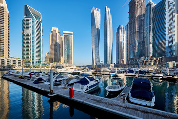 Dubai marina skyline in United Arab Emirates