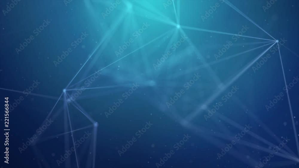 Poster 192. dark blue geometric abstract connected line and dots seamless loop background. scientific conce