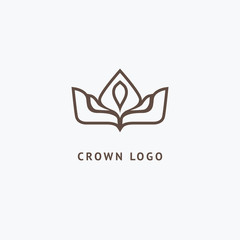Abstract vetor crown logo vector design. Sign for beauty salon, elite accessories, jewelry, hotels, spa, wedding. Vintage decorative icon qween, king, princess.