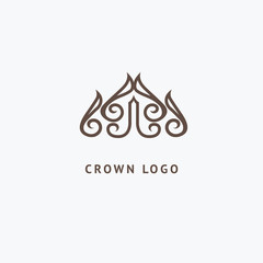 Abstract vetor crown logo vector design. Sign for beauty salon, elite accessories, jewelry, hotels, spa, wedding. Vintage decorative icon qween, king, princess.