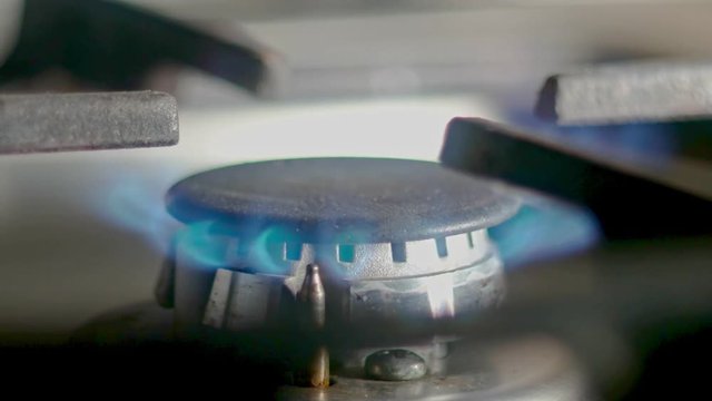 Flames Of A Gas Stove Burner Working