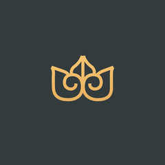 Abstract vetor crown logo vector design. Sign for beauty salon, elite accessories, jewelry, hotels, spa, wedding. Vintage decorative icon qween, king, princess.