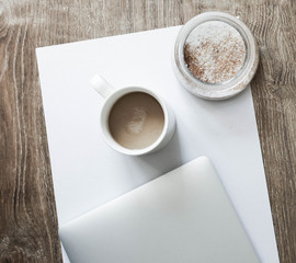 coffee and sugar on table