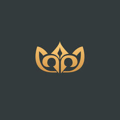 Abstract vetor crown logo vector design. Sign for beauty salon, elite accessories, jewelry, hotels, spa, wedding. Vintage decorative icon qween, king, princess.