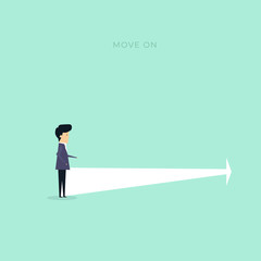 Obraz premium Businessman move on, vector concept, Arrow pointing forward, vector illustrator