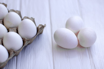 White eggs in the package