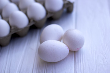 White eggs in the package