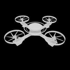Drone or quadrocopter with camera. white color