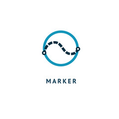 Map marker icon. Vector flat style illustration location pin logotype design. Location pin navigation logo template. Logo concept of navigator, guide, , booking hotel, Rent a Car, travel application.