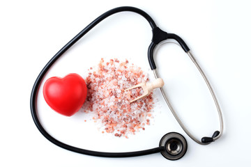 Red Heart with Stethoscope and Salt