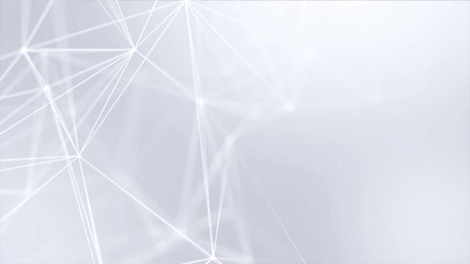 199. Abstract Low poly Molecule And Communication white bright technology Connection structure social mesh Network polygonal background. soft cleans professional business presentation motion