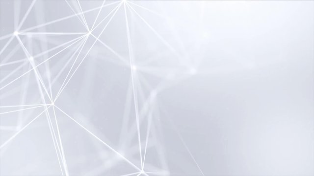 199. Abstract Low poly Molecule And Communication white bright technology Connection structure social mesh Network polygonal background. soft cleans professional business presentation motion