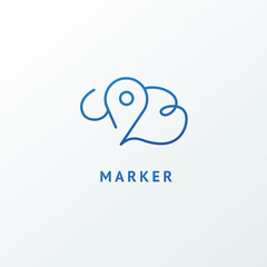 Map marker icon. Vector flat style illustration location pin logotype design. Location pin navigation logo template. Logo concept of navigator, guide, , booking hotel, Rent a Car, travel application.