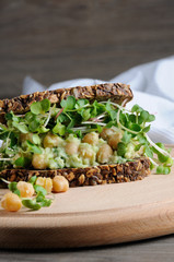  Chickpea Avocado Sandwich with radish sprouts