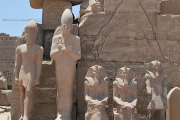Ancient statues at the Karnak Temple in Luxor, Egypt