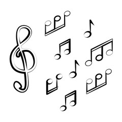 Set of music note doodle new vector illustration